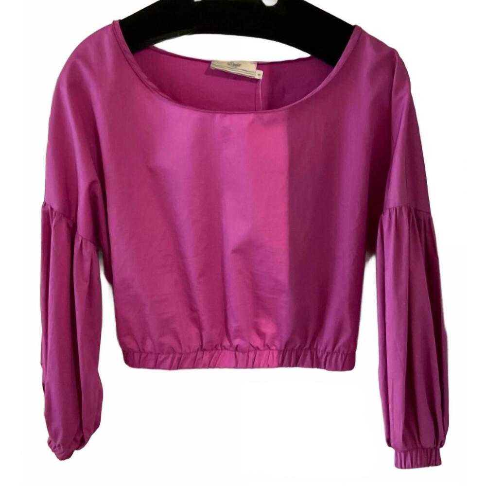 NEW DEVOTION TWINS women's puff sleeve tee in purple